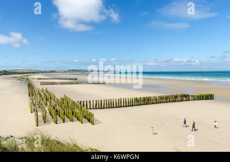 The large sandy beach at the french seaside town of Wissant in the Pas-de-Calais region of Northern France Stock Photo