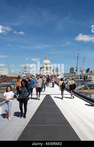 People on Millennium Bridge, London, UK Stock Photo