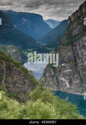 viewpoint aurland valley starts at mount geiteryggen and ends in Vassbygdi, near from aurland centre Stock Photo