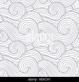 Abstract wind texture, sea, ocean and river vector waves background. Smoke and steam gray pattern Stock Vector
