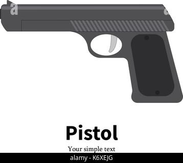 Vector illustration flat black pistol icon Stock Vector