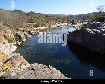 Cuesta Blanca, Cordoba, Argentina - 2016: View of San Antonio river, a mountain river in the Punilla valley. Stock Photo