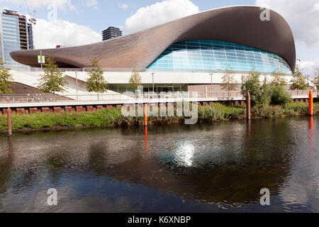 View of the London Aquatics Centre, in the Queen Elizabeth Olympic Park,  Stratford, London Stock Photo