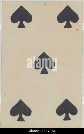 French Portrait card deck   1816   5 of Spades Stock Photo