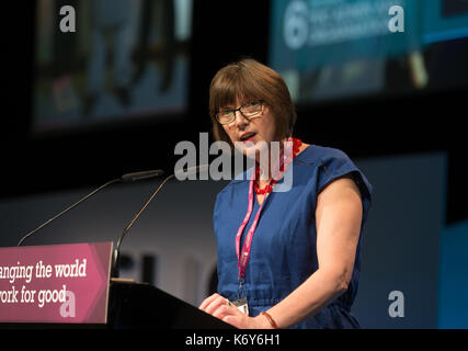 TUC General secretary, Frances O'Grady, addresses the TUC conference in Brighton Stock Photo