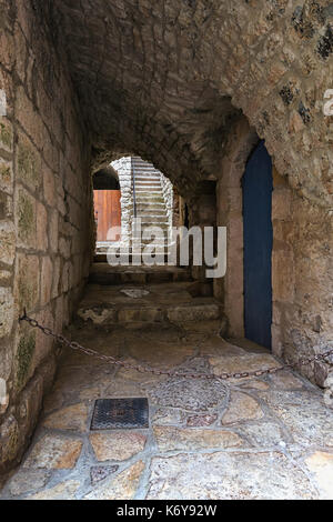 Old subpass in the village Vogue  in the Ardeche region which is recognized as historical heritage and is considered one of ten charming villages of F Stock Photo