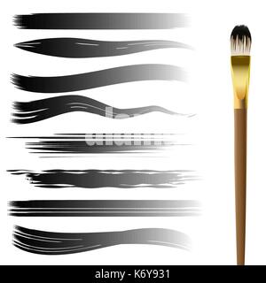 Set of brush strokes collection. Vector hand drawn brushes for your design isolated on white. Stock Vector