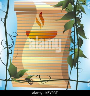 Asian eatery menu template. Bamboo blinds with place for your text. Vector illustration. Stock Vector