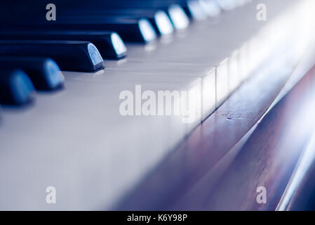 Piano keys with shallow depth of field Stock Photo