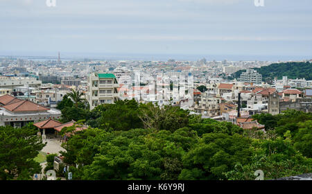 panorama of Naha city from Shuri Castle in Okinawa, Japan Stock Photo