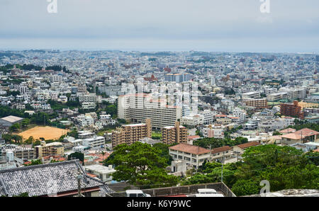 panorama of Naha city from Shuri Castle in Okinawa, Japan Stock Photo