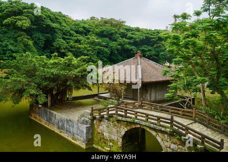 Japanese style garden in Shuri Castle, Naha, Okinawa, Japan Stock Photo