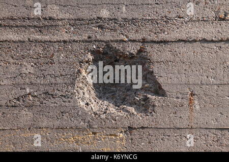 shot hole on a air defence bunker Stock Photo