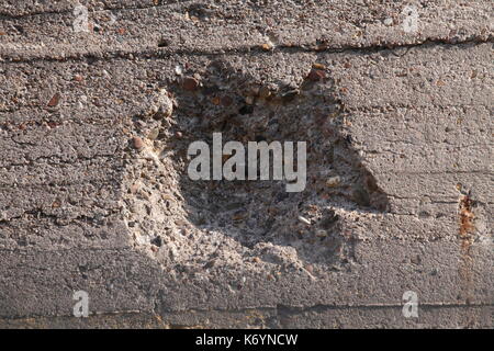 shot hole on a air defence bunker Stock Photo