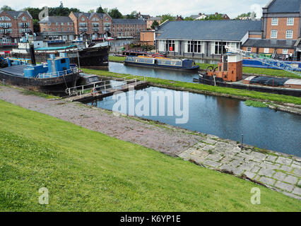 Ellesemere Port boat museum where you moor right in the middle of the exhibits Stock Photo