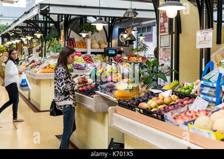 LISBON, PORTUGAL - AUGUST 08, 2017: Fresh Fruits For Sale In Lisbon Market (Mercado de Campo de Ourique), a large public market and a tourist landmark Stock Photo