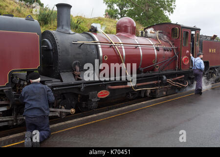 Welsh Highland Railway steam train, Beddgelert, Snowdonia, Wales, UK Stock Photo
