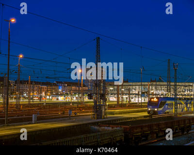 Train in central station in Munich, Bavaria, Germany, Europe Stock Photo