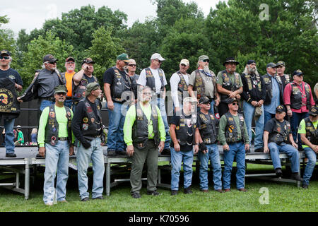 Members of Combat Veterans Motorcycle Association at Vietnam War Memorial during Memorial Day weekend - Washington, DC USA Stock Photo