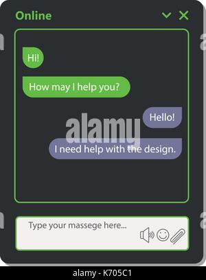A simple chat window for the web. This is a chat window that you can use for websites and electronic applications. This illustration has a vector form Stock Vector