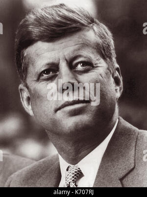 John F. Kennedy, commonly referred to as JFK, served as the 35th President of the United States from January 1961 until his assassination on November 22, 1963.  (Photo: September 6, 1960) Stock Photo
