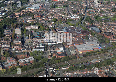 aerial view of Crewe town centre, Cheshire, UK