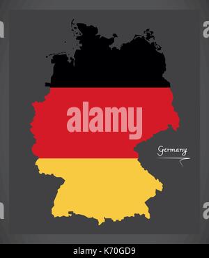 Germany map with German national flag illustration Stock Vector