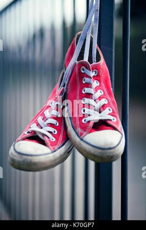 RED CONVERSE ALL STAR USED Stock Photo 