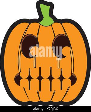Halloween pumpkin with a face single line art drawing continuous vector ...