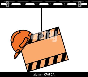 helmet and sing construction over  white background  vector  ill Stock Vector