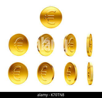 Gold coins with euro sign isolated on a white background Stock Photo