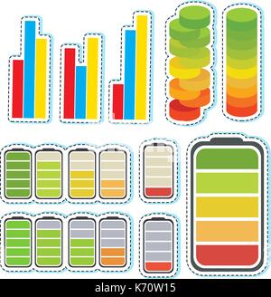 Sticker set with different levels of bars illustration Stock Vector