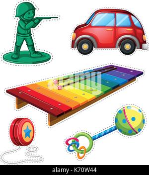 Set of toys sticker on white illustration Stock Vector Image & Art - Alamy