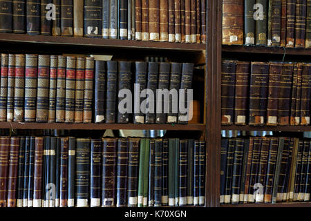 St. Petersburg, Russia - September 16, 2015: Old books of the collection of St. Petersburg State University’s scientific library. The library started  Stock Photo