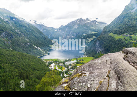 View over Geiranger, Norway Stock Photo