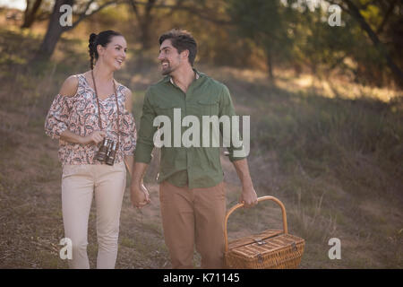 Happy couple having fun during safari vacation Stock Photo