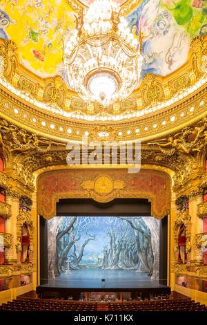 France, Paris, Opera Garnier (1875) designed by the architect Charles Garnier in an eclectic style, the large Italian style theater Stock Photo