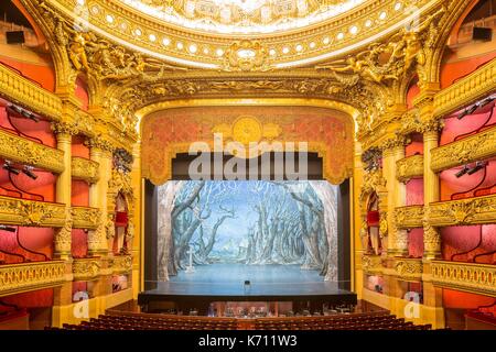 France, Paris, Opera Garnier (1875) designed by the architect Charles Garnier in an eclectic style, the large Italian style theater Stock Photo