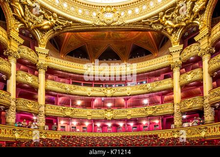 France, Paris, Opera Garnier (1875) designed by the architect Charles Garnier in an eclectic style, the large Italian style theater Stock Photo