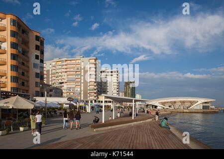 Albania, Durres, buildings along the beachfront promenade Stock Photo