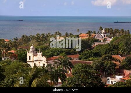 Brazil, Pernambuco, Olinda, Historic Centre listed as World Heritage of Humanity by UNESCO, Sao Pedro Church (aerial view) Stock Photo