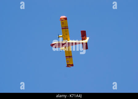 Canadair CL-415 of french aerial firefighting task force in operation during forest fire Stock Photo