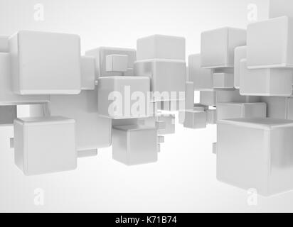 3d cubes flying over white background Stock Photo