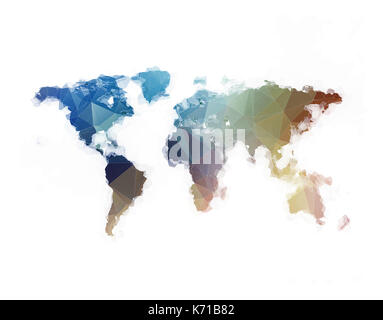 World map 3d green polygon isolated on white background Stock Photo