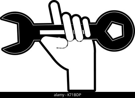 hand holding wrench spanner tool icon image Stock Vector