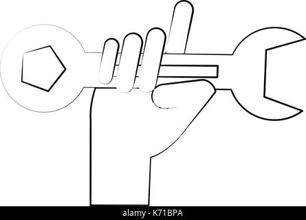 hand holding wrench spanner tool icon image Stock Vector