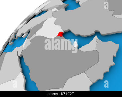 Kuwait on simple political globe with visible country borders. 3D illustration. Stock Photo