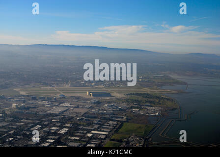 Moffett Field airport (aerial), Mountain View CA Stock Photo