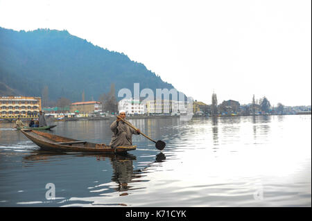 Local people in kashmir doing their activity selling local product at the floating market Stock Photo