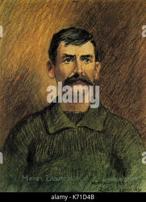 Portrait of Henry Lawson by Lionel Lindsay c1910 Stock Photo